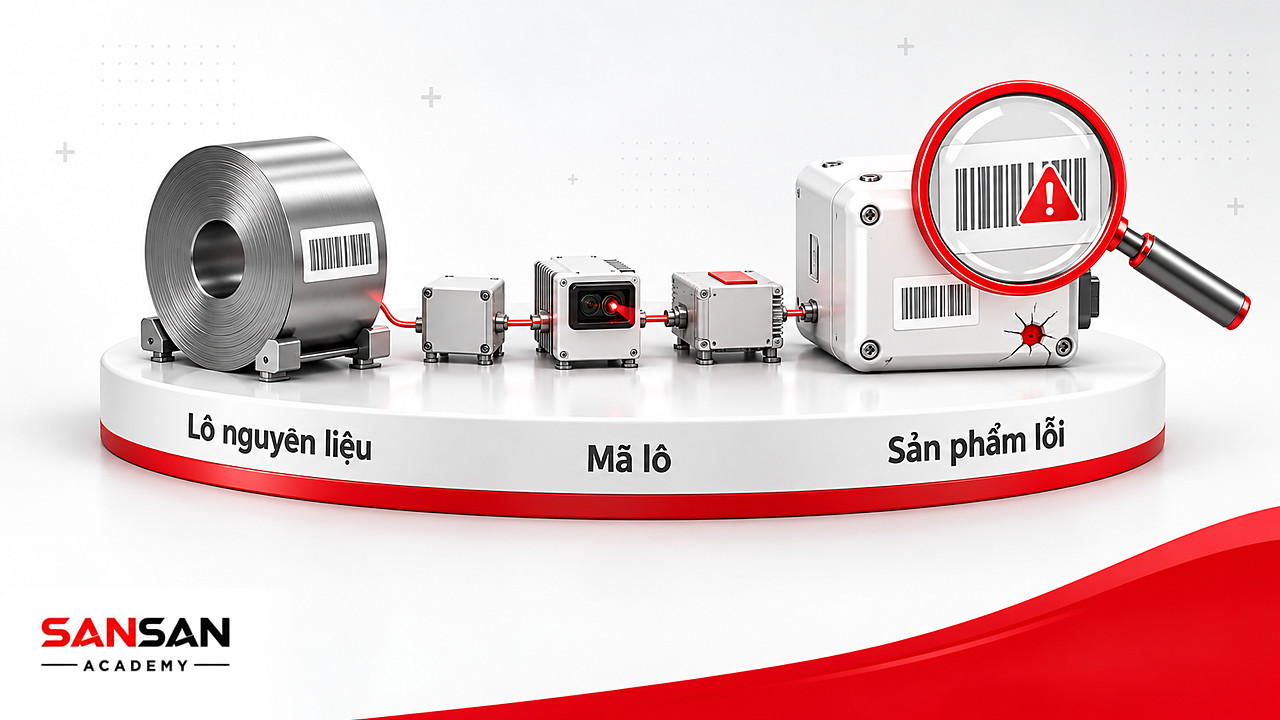 Kính lúp soi mã lô trên sản phẩm lỗi để truy ngược về lô nguyên liệu trong sản xuất OEM