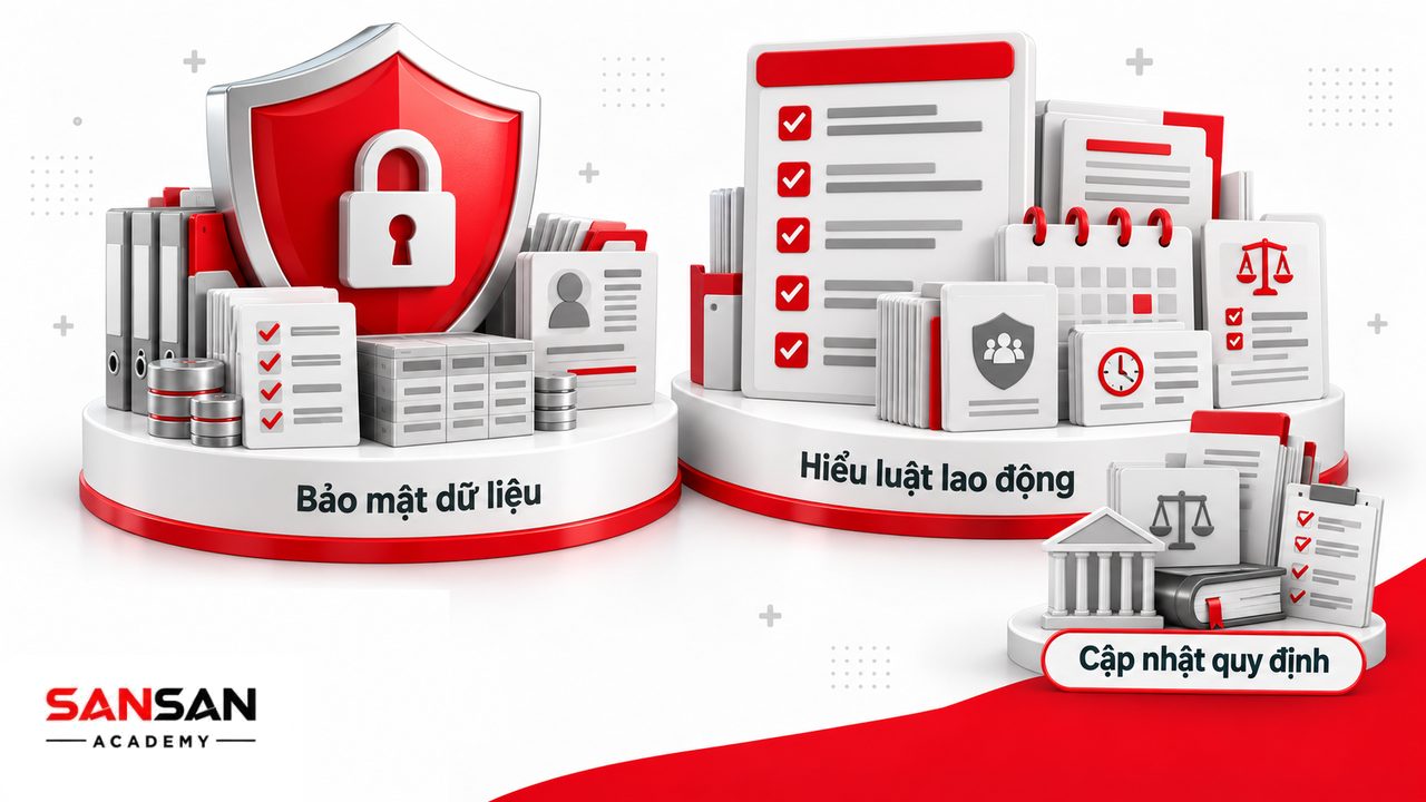 Kỹ năng HR về bảo mật thông tin, quản lý dữ liệu cá nhân và hiểu quy trình cùng pháp luật lao động.
