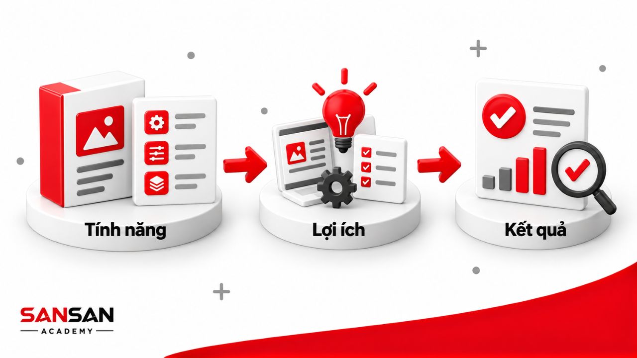 Phân biệt tính năng, lợi ích và kết quả được kiểm chứng của sản phẩm