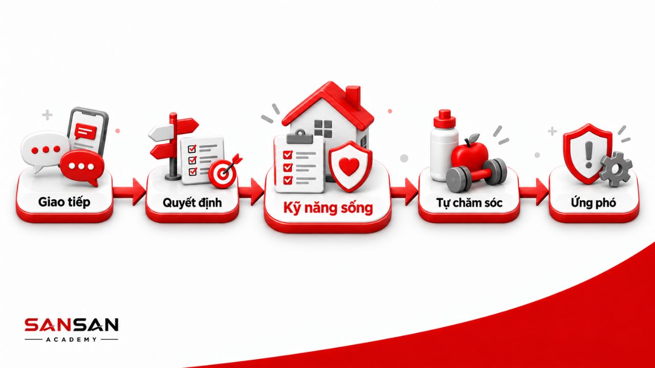 Giao tiếp, ra quyết định, tự chăm sóc và ứng phó trong đời sống