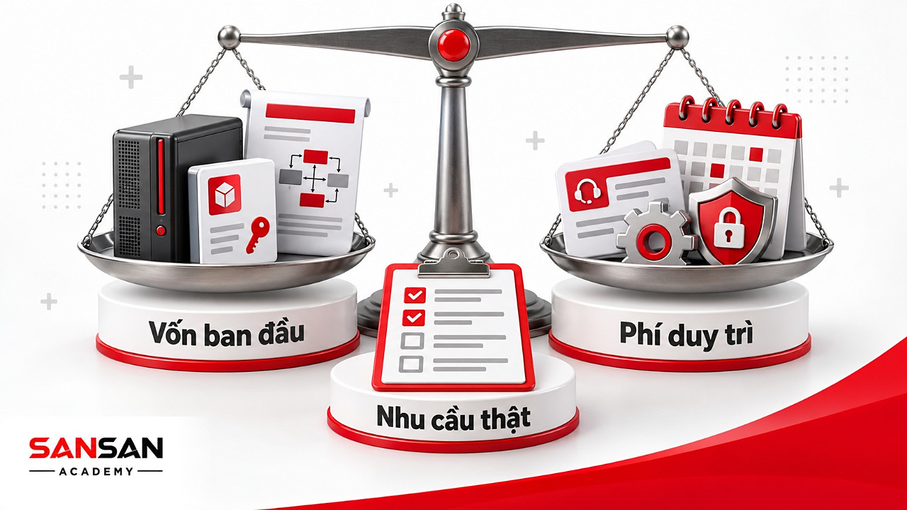 Cán cân đặt phần cứng, phần mềm một bên và phí hỗ trợ, bảo trì bên kia khi đầu tư kỹ thuật số