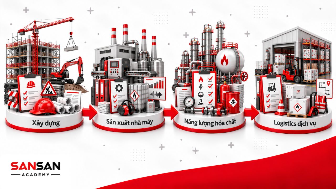 Nhân viên HSE có thể làm trong xây dựng, sản xuất công nghiệp, dầu khí năng lượng hóa chất, logistics và các lĩnh vực dịch vụ.
