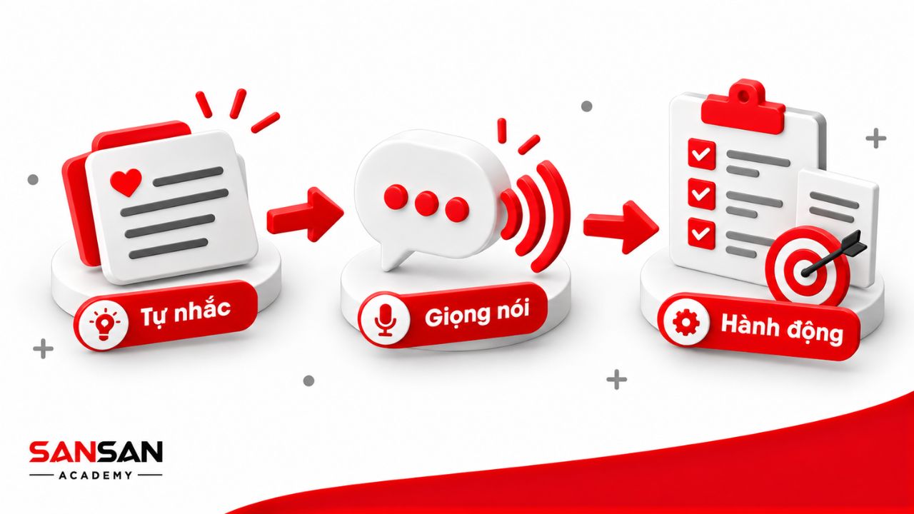 Quy trình kết hợp lời tự nhắc, giọng nói và hành động
