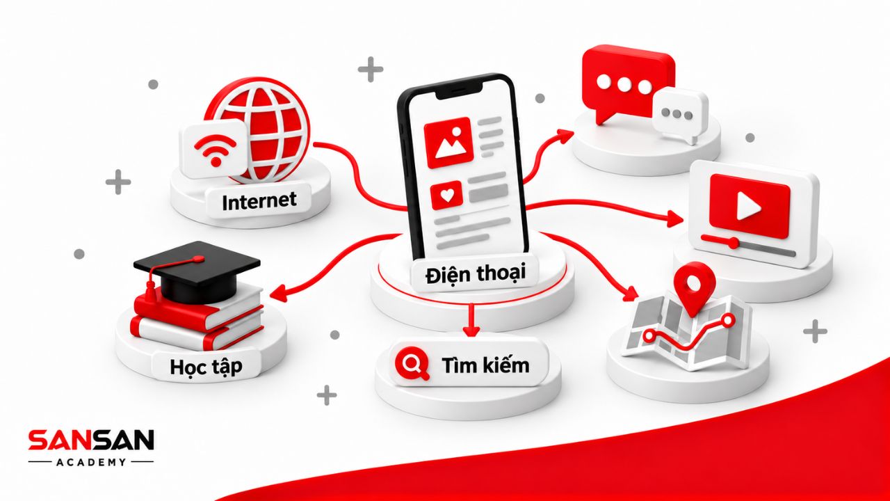 Smartphone kết nối Internet với nhiều hoạt động hằng ngày