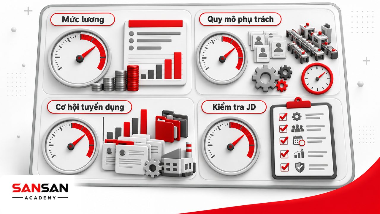 Mức lương và cơ hội việc làm quản đốc sản xuất theo quy mô đội ngũ, dây chuyền, công nghệ và phạm vi trách nhiệm.
