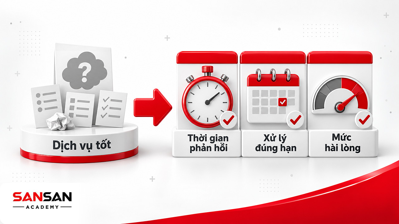 Trước và sau khi tách tiêu chí dịch vụ tốt thành các khía cạnh đo được trong ma trận CPM