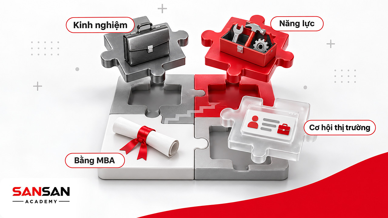 Bốn mảnh ghép bằng MBA, kinh nghiệm, năng lực và cơ hội thị trường, chỉ mảnh bằng cấp đã nằm đúng chỗ