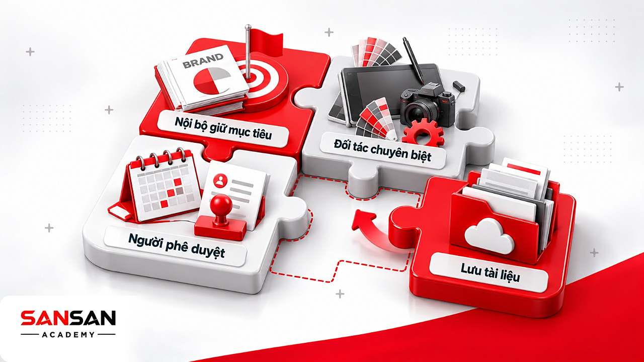 Mảnh ghép phân chia trách nhiệm giữa đội inhouse giữ mục tiêu và đối tác thực hiện phần chuyên biệt