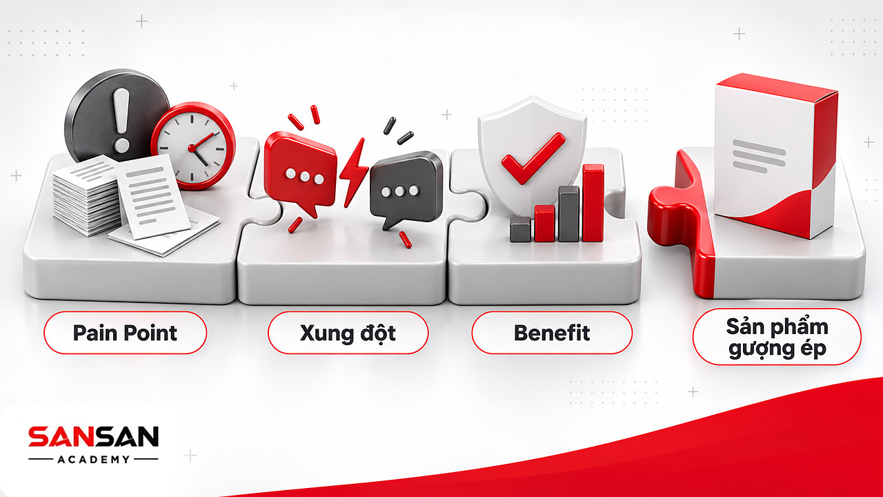 Mảnh ghép sản phẩm không khớp vào chuỗi câu chuyện TVC từ Pain Point đến Benefit