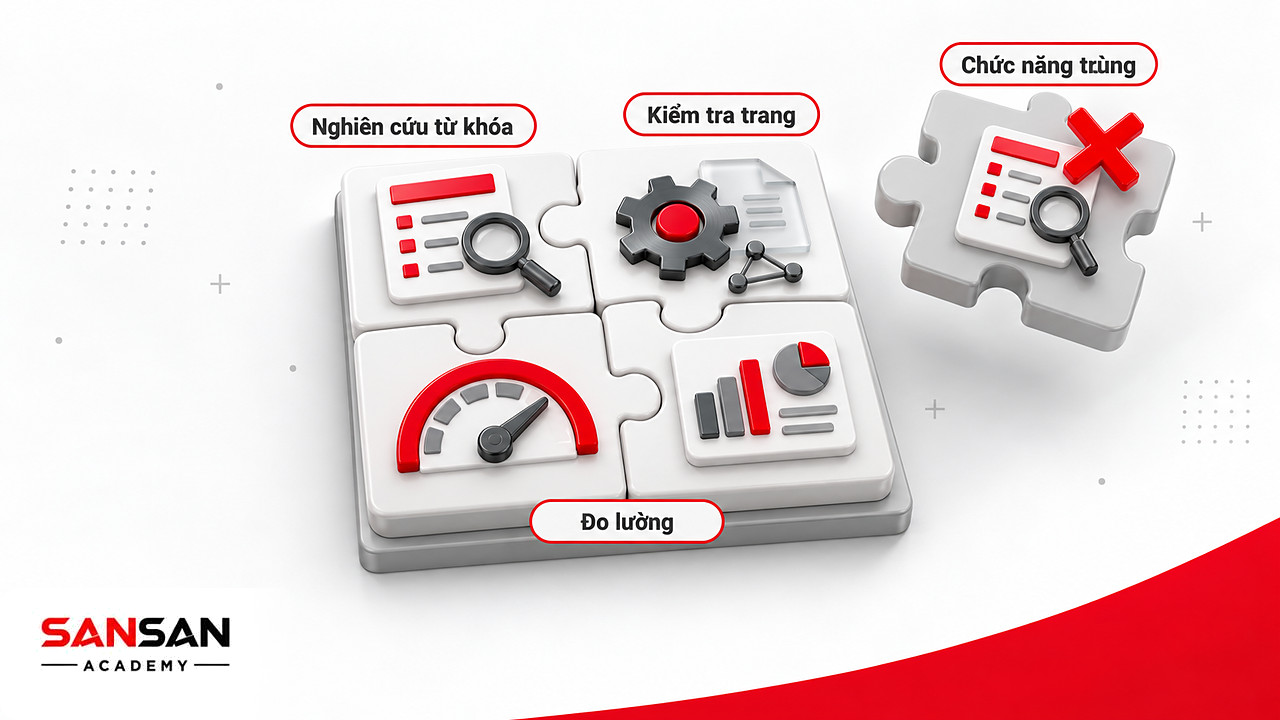 Mảnh ghép đầu việc của phần mềm SEO, một mảnh trùng chức năng nghiên cứu từ khóa bị loại ra