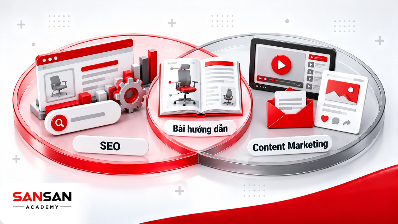 Hai vòng SEO và Content Marketing giao nhau ở bài hướng dẫn chọn ghế trong Marketing Online