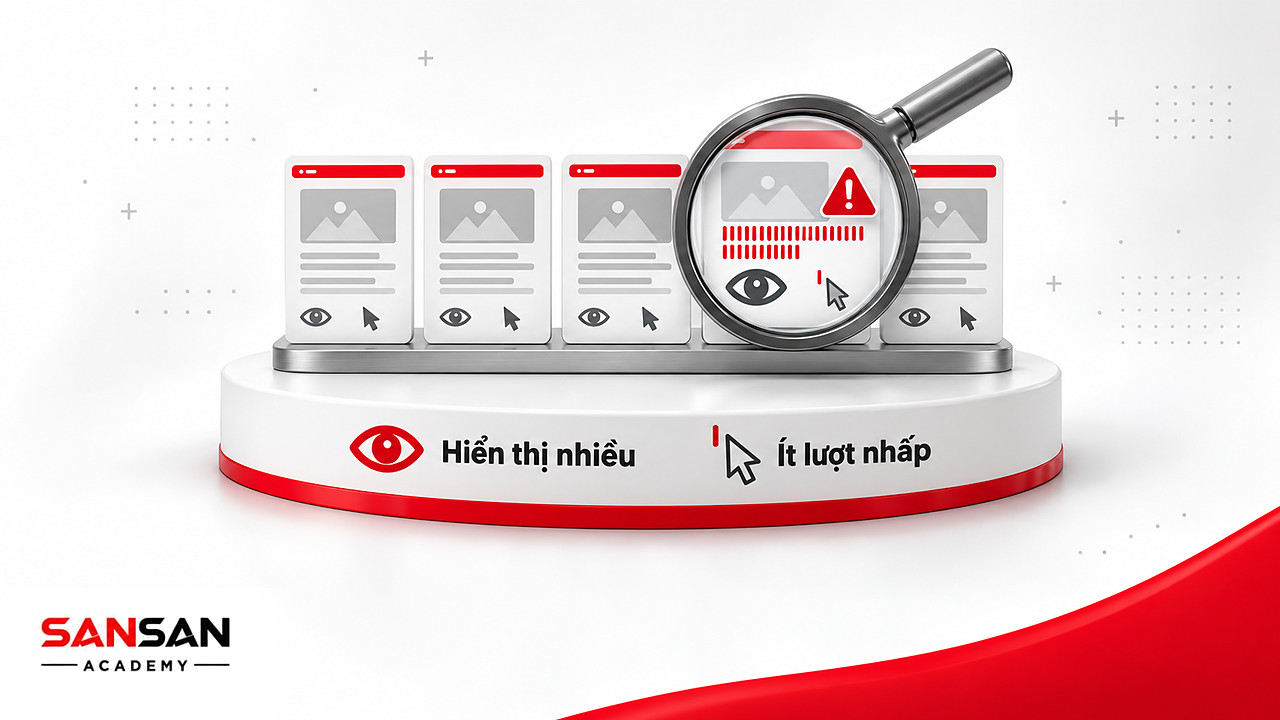 Kính lúp soi trang có nhiều lượt hiển thị nhưng ít lượt nhấp, cách lọc bài cần sửa bằng Marketing tools