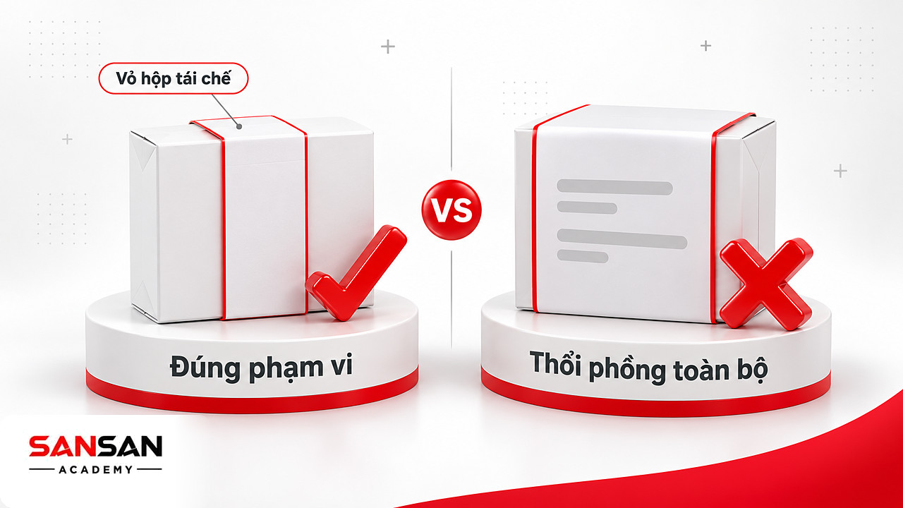 So sánh tuyên bố đúng phạm vi vỏ hộp với quảng cáo thổi phồng, ranh giới Marketing xanh và Greenwashing