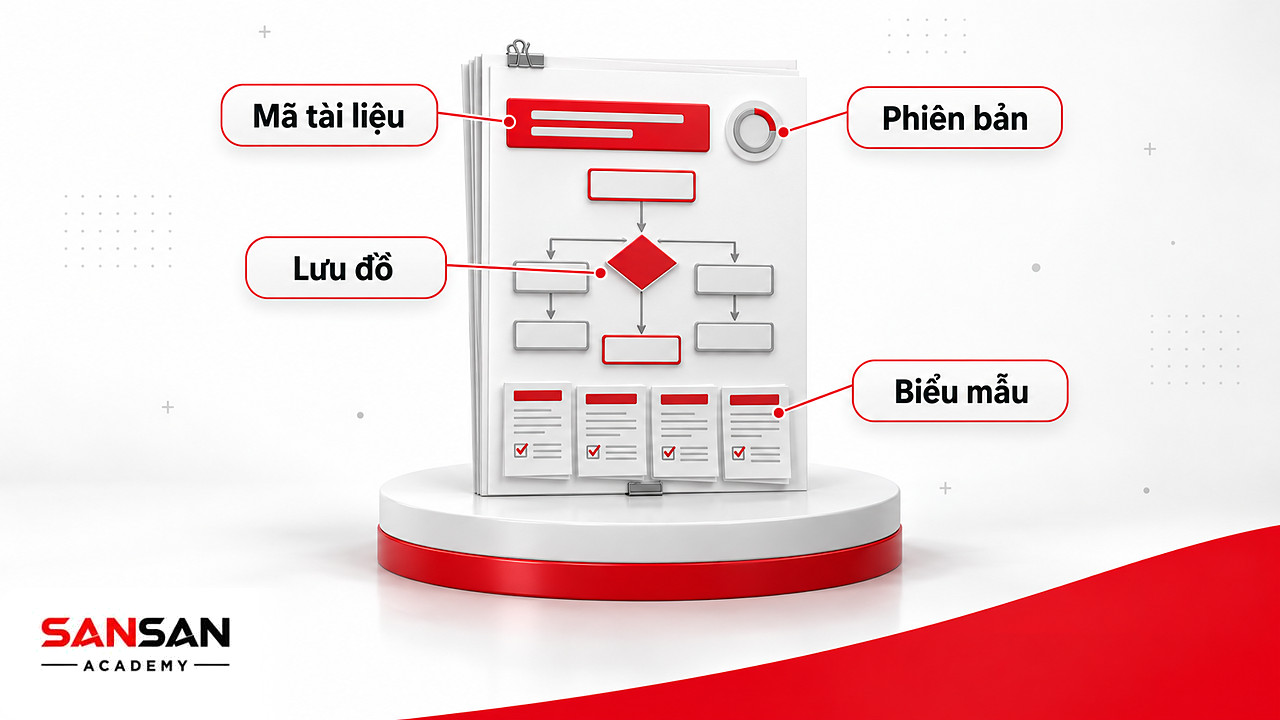 Mẫu tài liệu quy trình sản xuất có mã tài liệu, lưu đồ, phiên bản hiệu lực và biểu mẫu kèm theo
