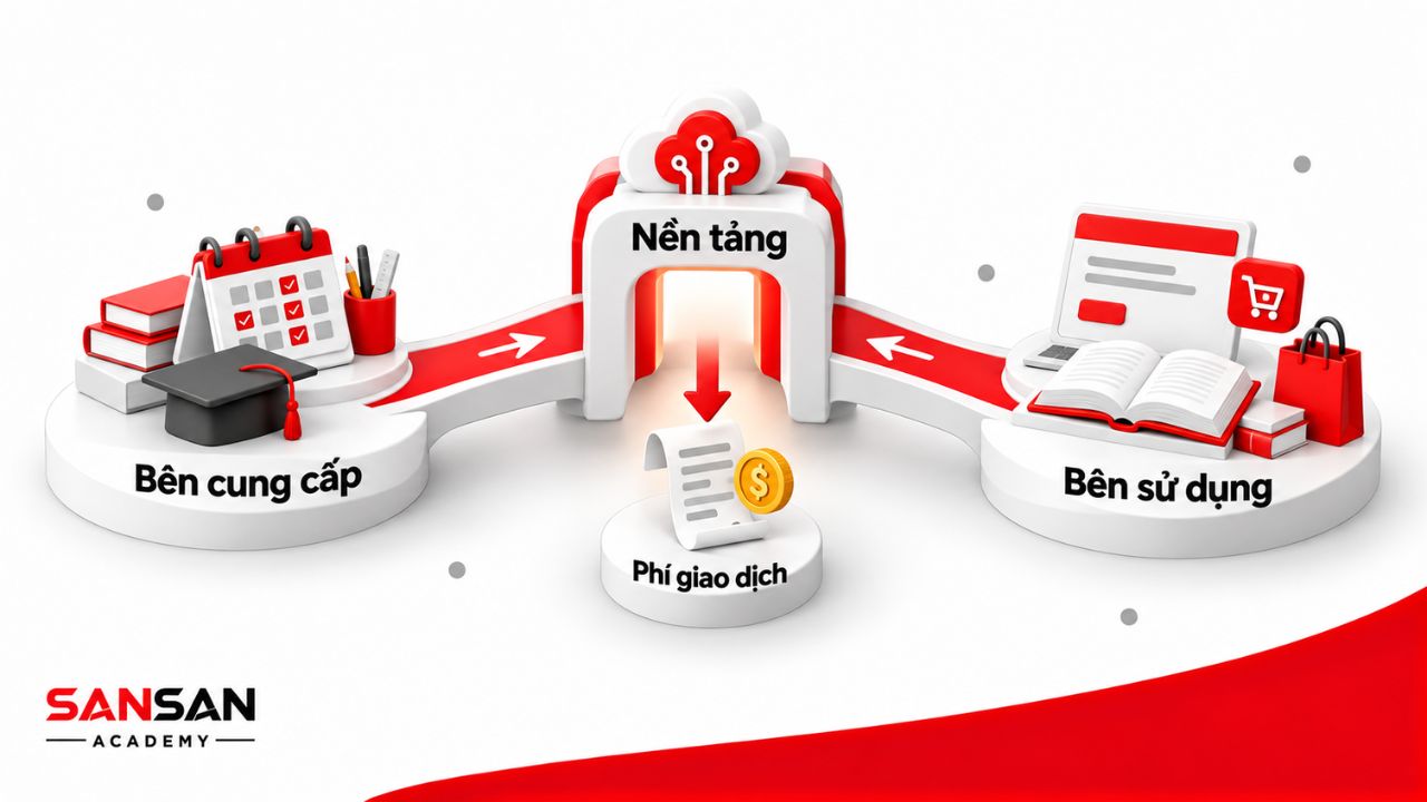 Nền tảng kết nối bên cung cấp, bên sử dụng và phí giao dịch