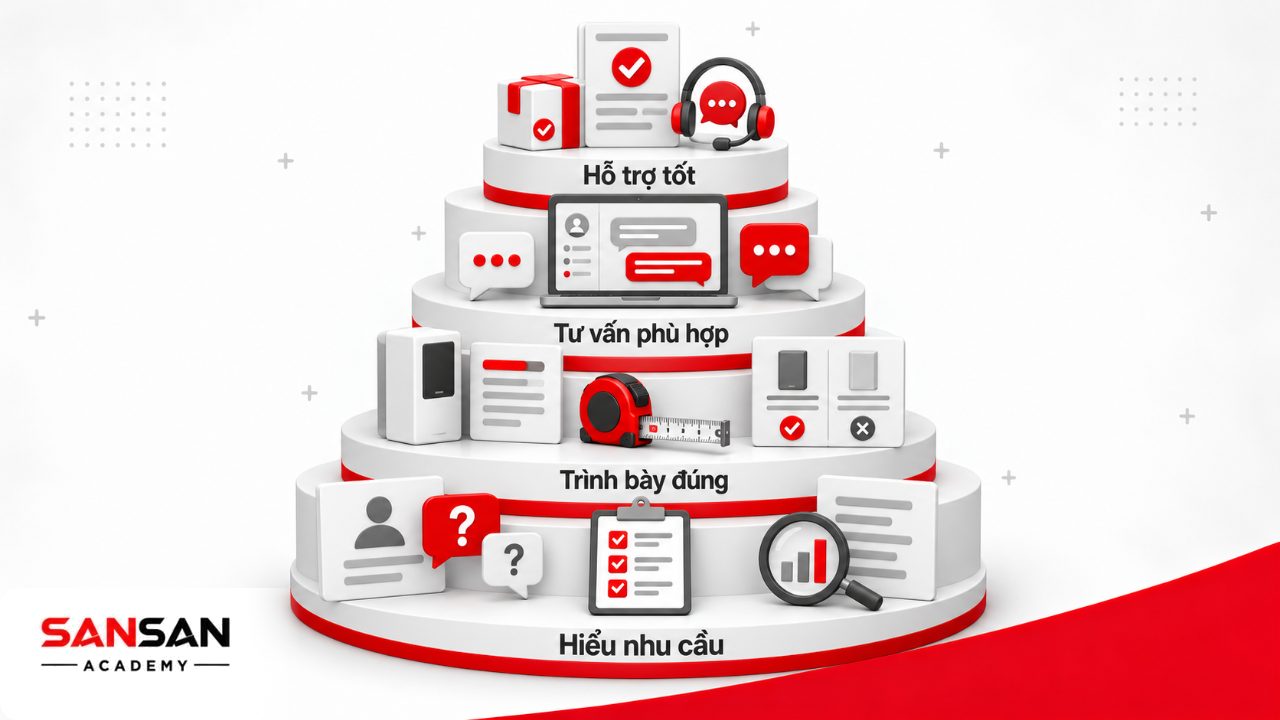 Nghệ thuật bán hàng online gồm hiểu nhu cầu khách, trình bày đúng sản phẩm, tư vấn phù hợp và hỗ trợ sau mua.