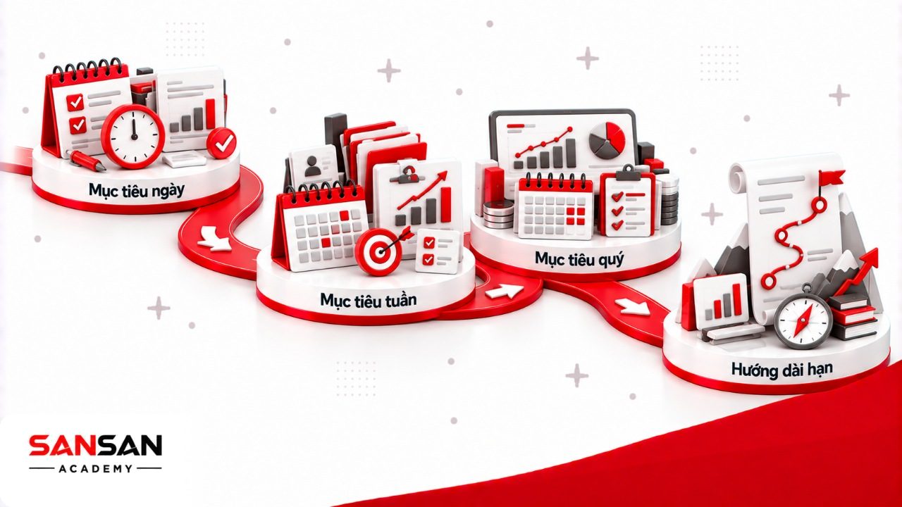 Mục tiêu ngắn hạn có thể theo ngày, tuần, tháng hoặc quý và được liên kết với một định hướng dài hạn rõ ràng.