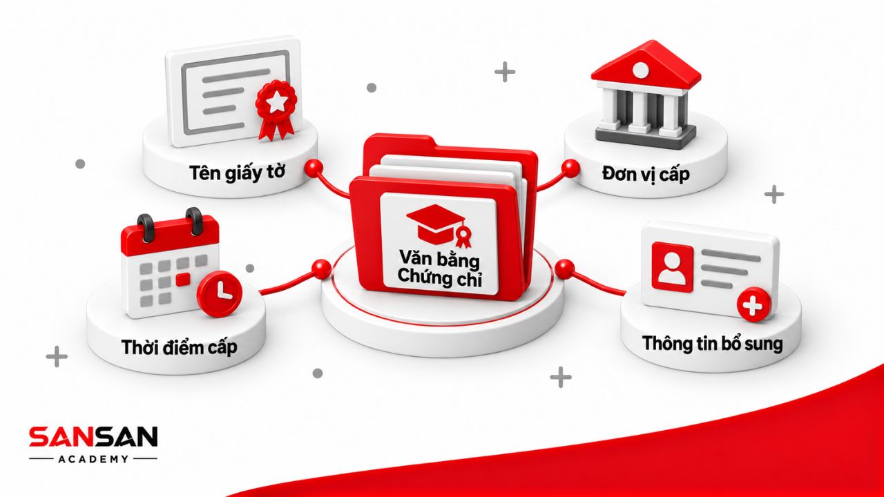 Thông tin cần đối chiếu khi khai văn bằng và chứng chỉ