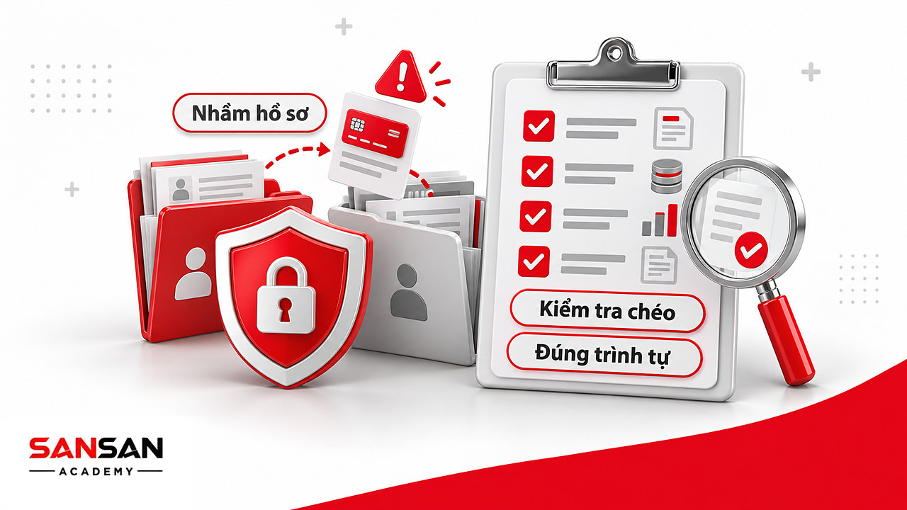 Multitasking làm tăng nguy cơ nhập nhầm thông tin thanh toán giữa hai hồ sơ khách hàng, kèm danh sách kiểm tra chéo.