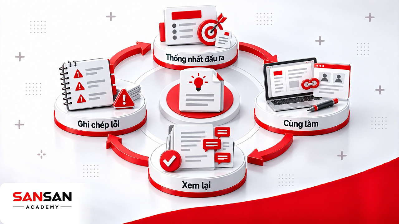 Vòng thực hành năng lực số: thống nhất đầu ra, cùng làm, xem lại và ghi chép lỗi cho lần sau