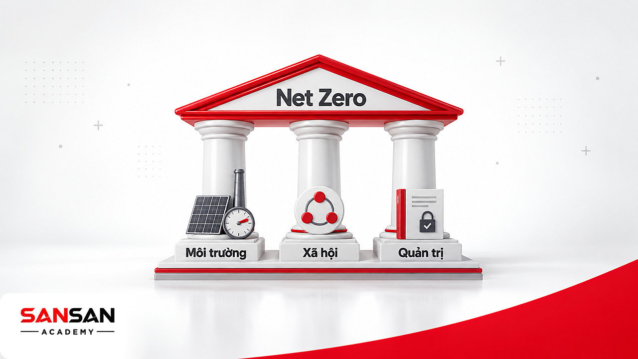 Ngôi đền ba cột trụ môi trường, xã hội, quản trị với năng lượng xanh nằm ở trụ môi trường của ESG