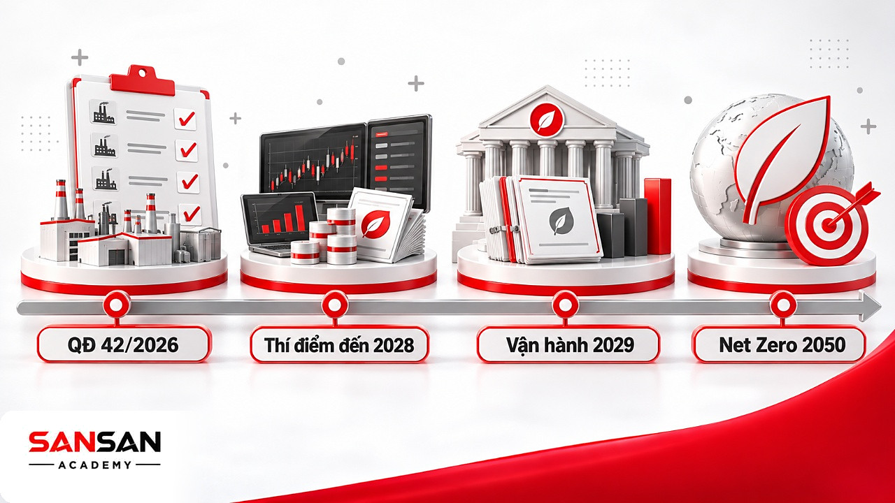 Dòng thời gian kiểm kê khí nhà kính và thị trường carbon trên lộ trình Net Zero 2050 của Việt Nam