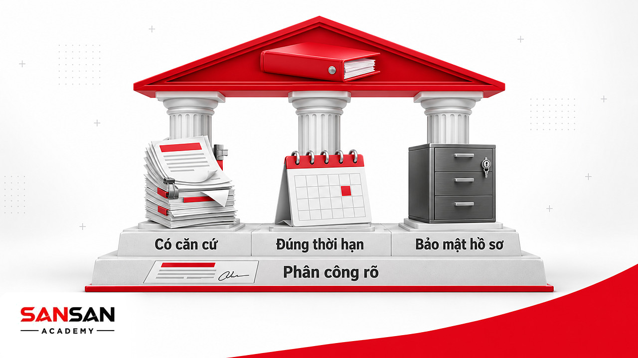 Ngôi đền ba cột trụ căn cứ, thời hạn và bảo mật đỡ phần việc kế toán thuế trên nền phân công rõ ràng