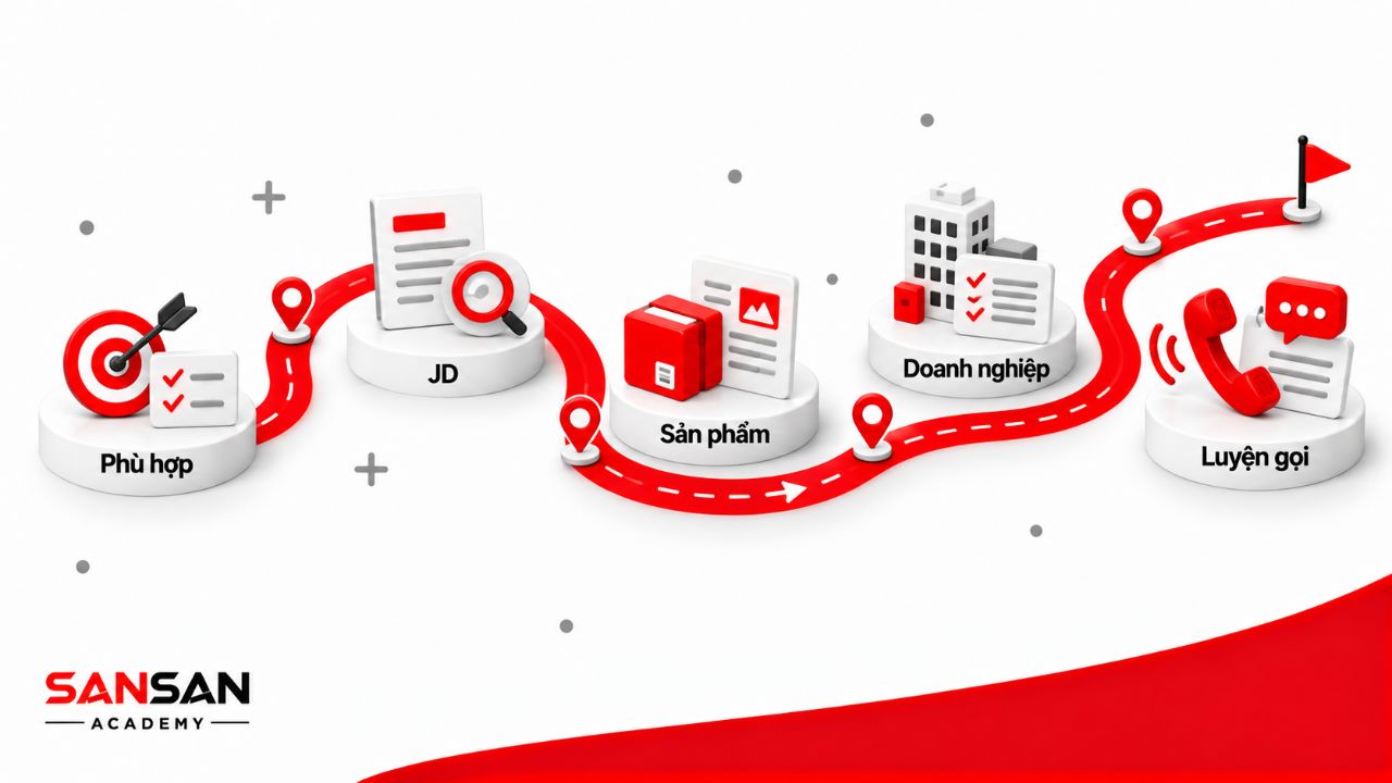 Lộ trình bắt đầu nghề telesale từ đánh giá mức phù hợp đến đọc JD, tìm hiểu sản phẩm và luyện gọi