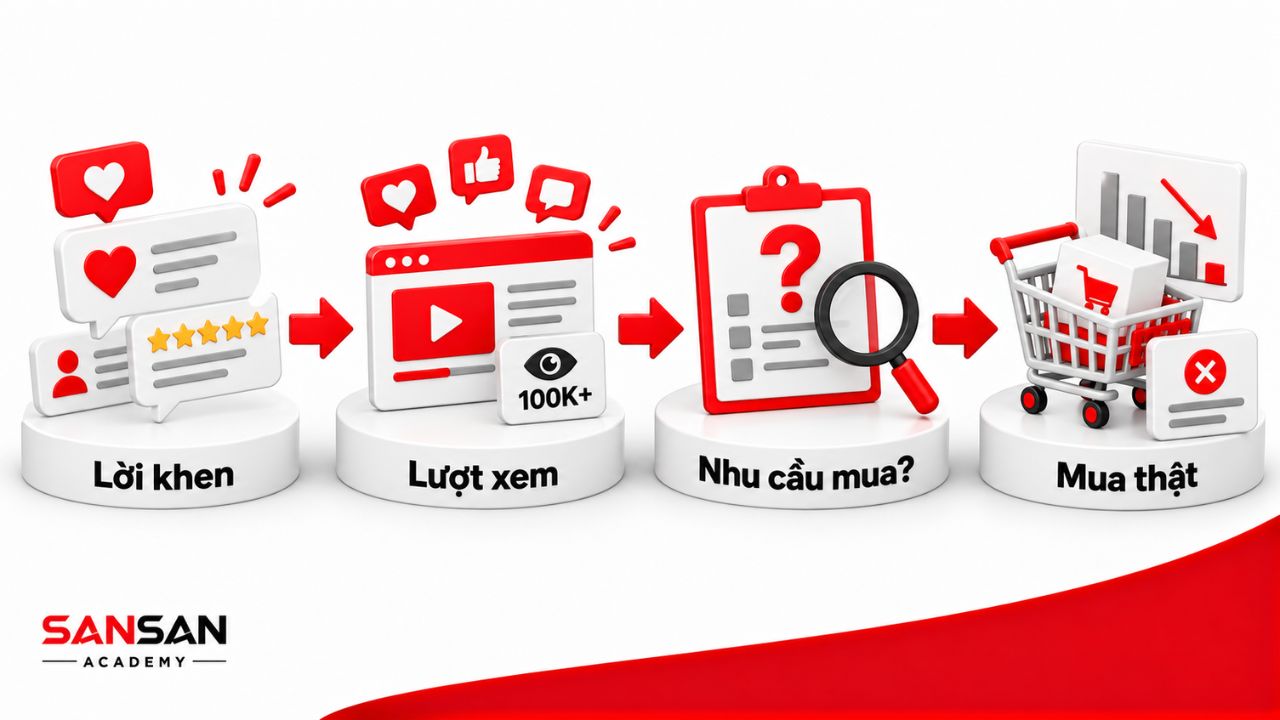 Phân biệt lời khen, lượt xem với nhu cầu mua thật.