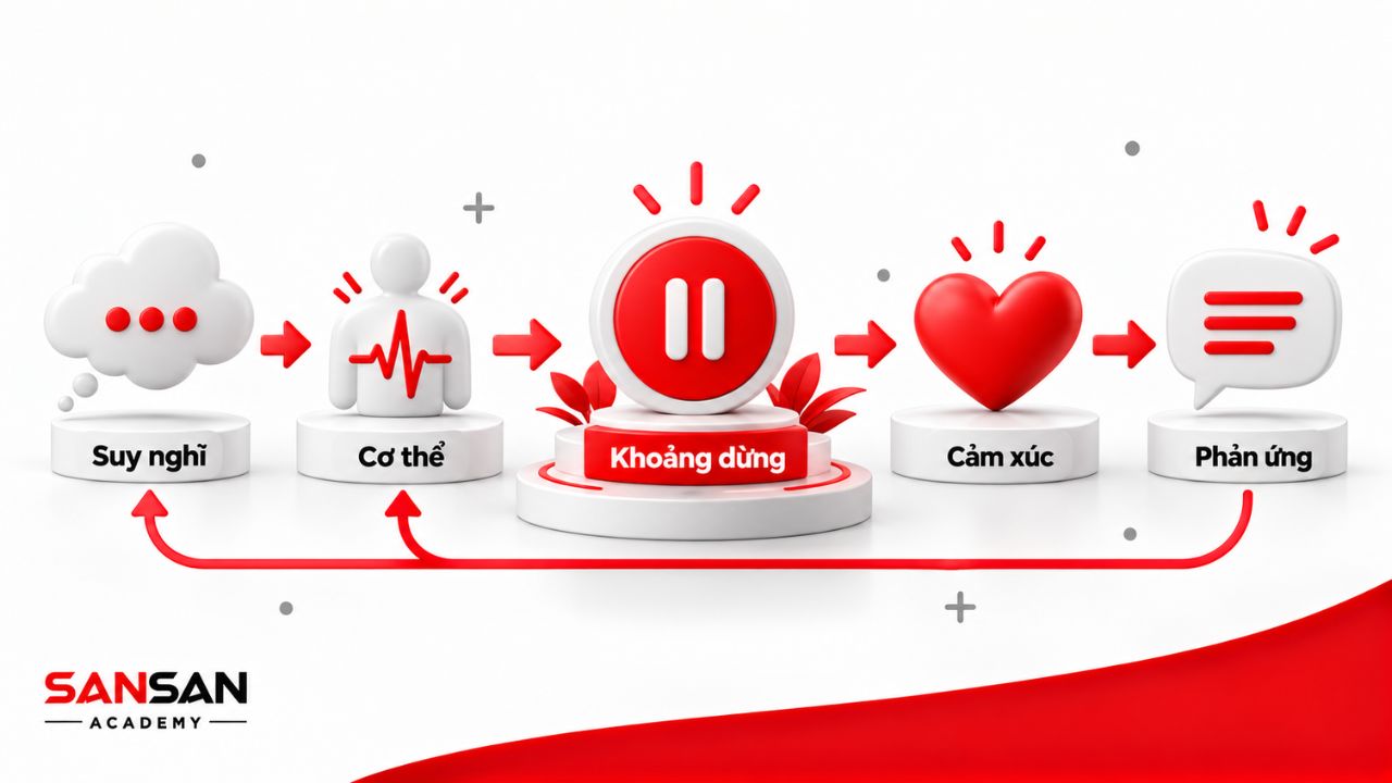Khoảng dừng giữa suy nghĩ cảm xúc và phản ứng