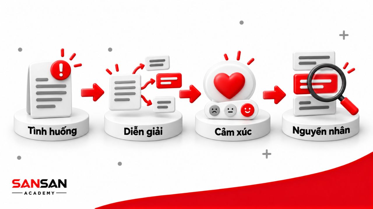 Phân tích tình huống, cách diễn giải và cảm xúc để tìm nguyên nhân