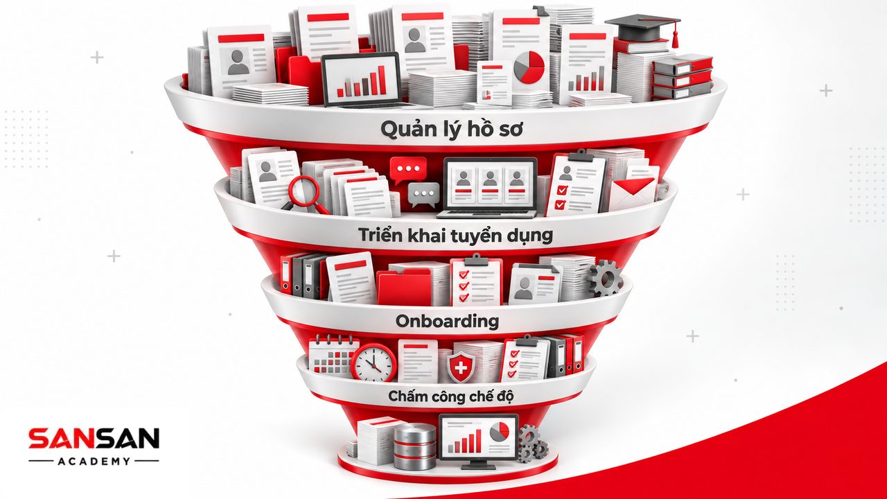 Nhiệm vụ phòng nhân sự gồm quản lý hồ sơ, triển khai tuyển dụng, onboarding, chấm công, chế độ và thủ tục lao động.