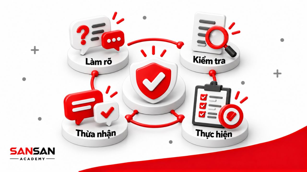 Làm rõ, kiểm tra, thừa nhận sai và thực hiện điều đã thống nhất