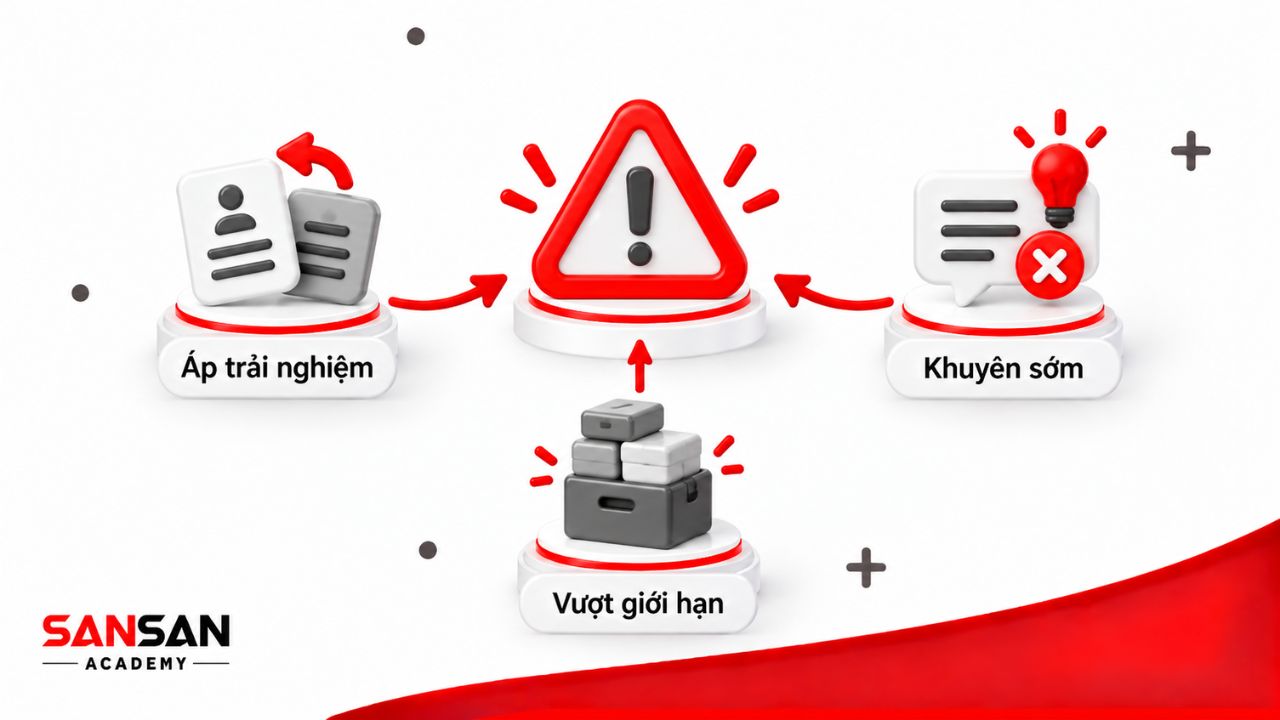 Ba sai lầm: áp kinh nghiệm, khuyên sớm và vượt giới hạn.