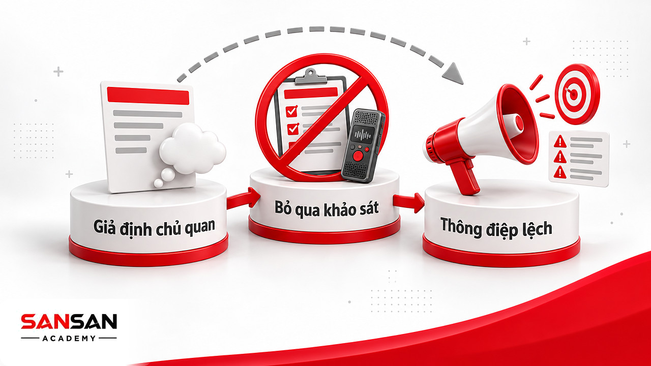 Bước khảo sát bị gạch bỏ khi phân khúc thị trường theo giả định chủ quan dẫn tới thông điệp lệch