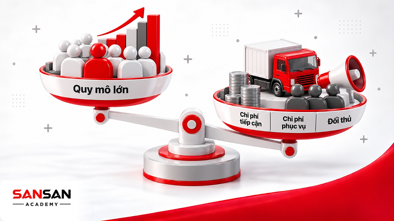 Cán cân quy mô và chi phí cho thấy phân khúc thị trường lớn chưa chắc sinh lời