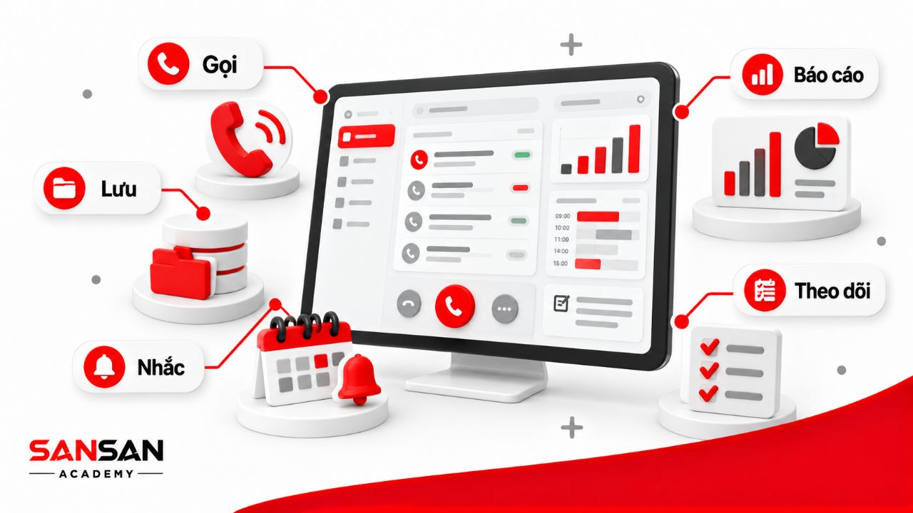 Phần mềm telesale hỗ trợ gọi điện, lưu lịch sử, quản lý khách hàng và theo dõi công việc