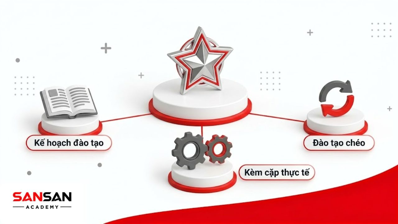 Sơ đồ hub 3D trung tâm thể hiện các phương pháp phát triển năng lực.