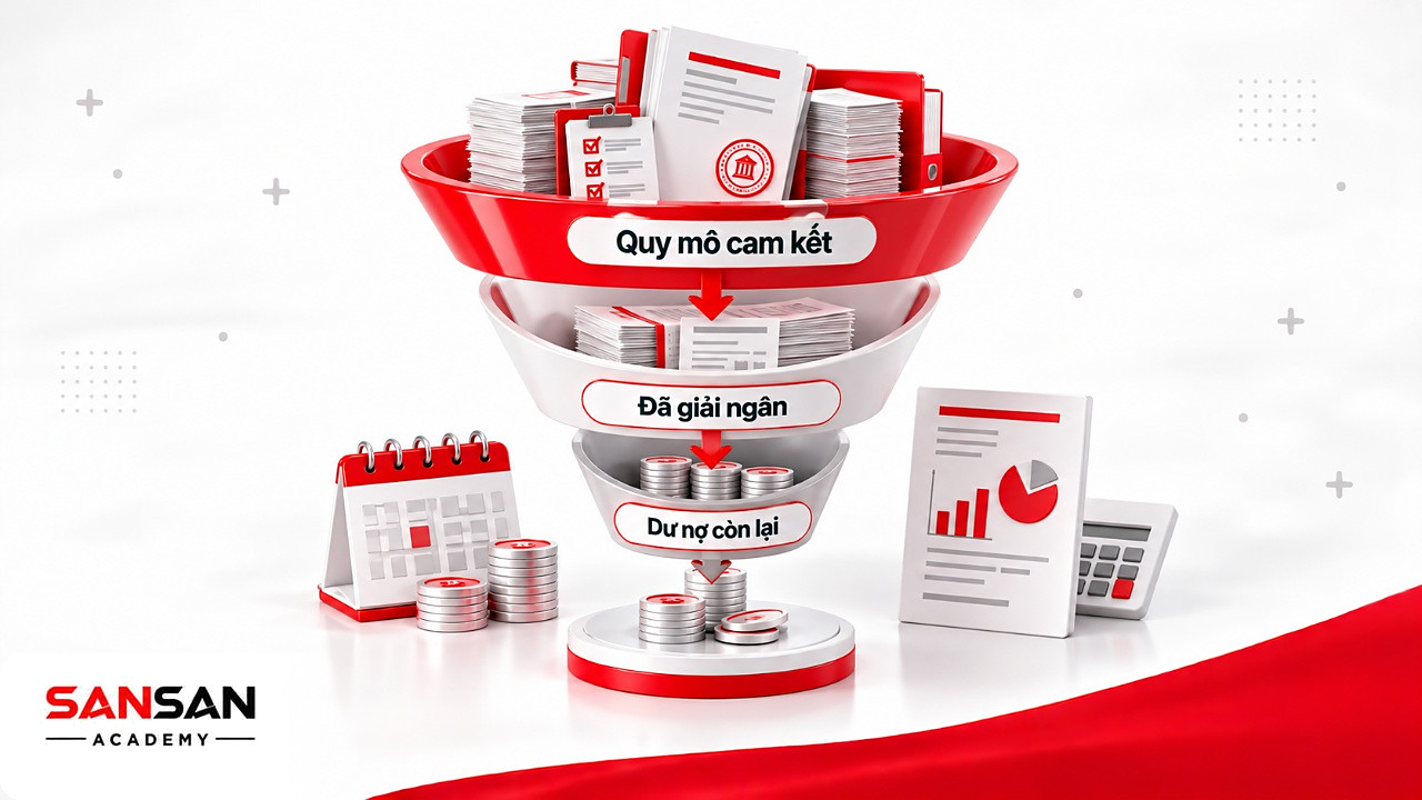 Phễu ba tầng từ quy mô cam kết, số đã giải ngân tới dư nợ còn lại khi công khai kết quả tín dụng xanh