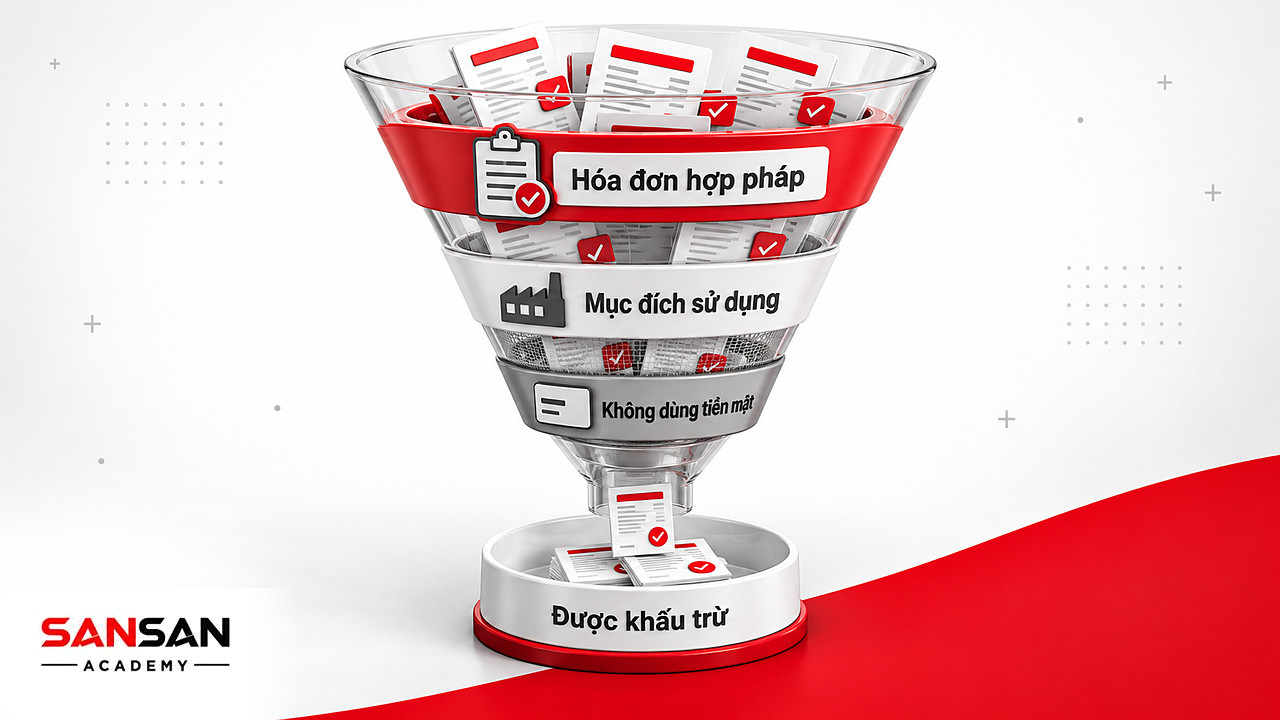 Phễu nhiều tầng lọc thuế VAT đầu vào qua hóa đơn, mục đích sử dụng và thanh toán trước khi khấu trừ