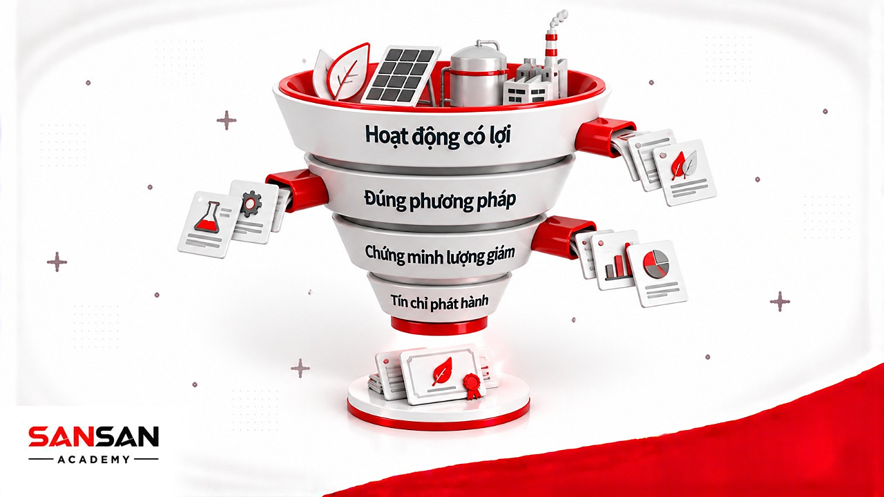 Phễu lọc các hoạt động có lợi cho môi trường, chỉ phần đạt phương pháp mới thành tín chỉ carbon