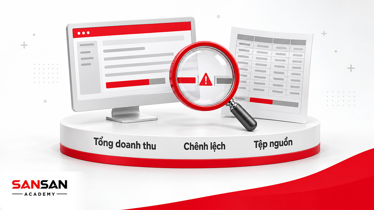 Kính lúp soi chênh lệch giữa tổng doanh thu trên báo cáo Power BI và tệp nguồn