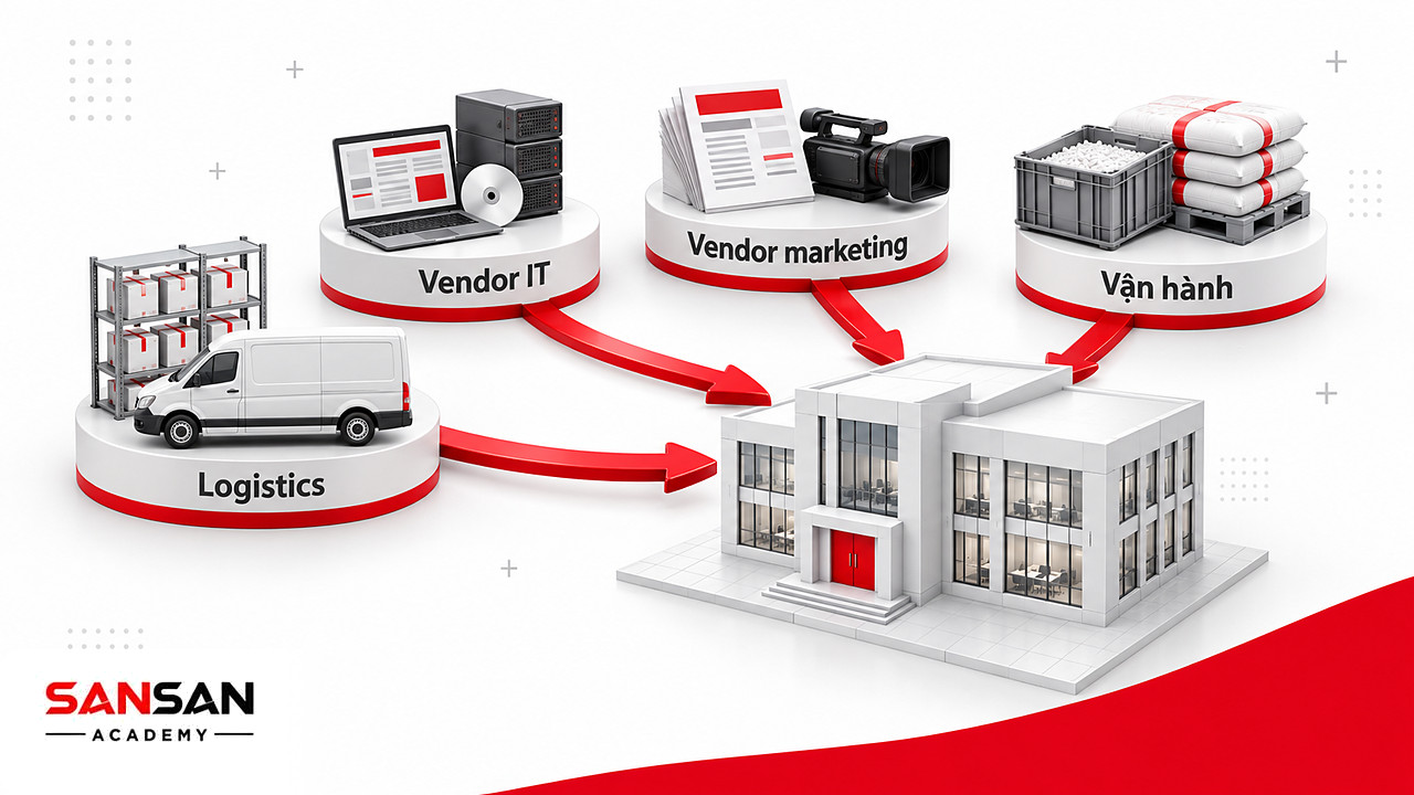 Vendor logistics, IT, marketing và nguyên vật liệu cùng cấp đầu vào cho hoạt động của một doanh nghiệp