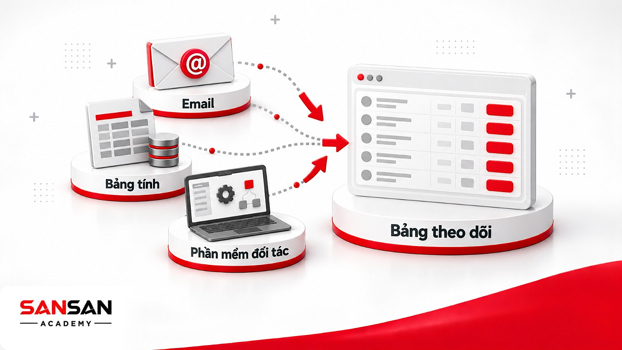 Email, bảng tính và phần mềm đối tác được kết nối về một bảng theo dõi chất lượng dịch vụ BPO