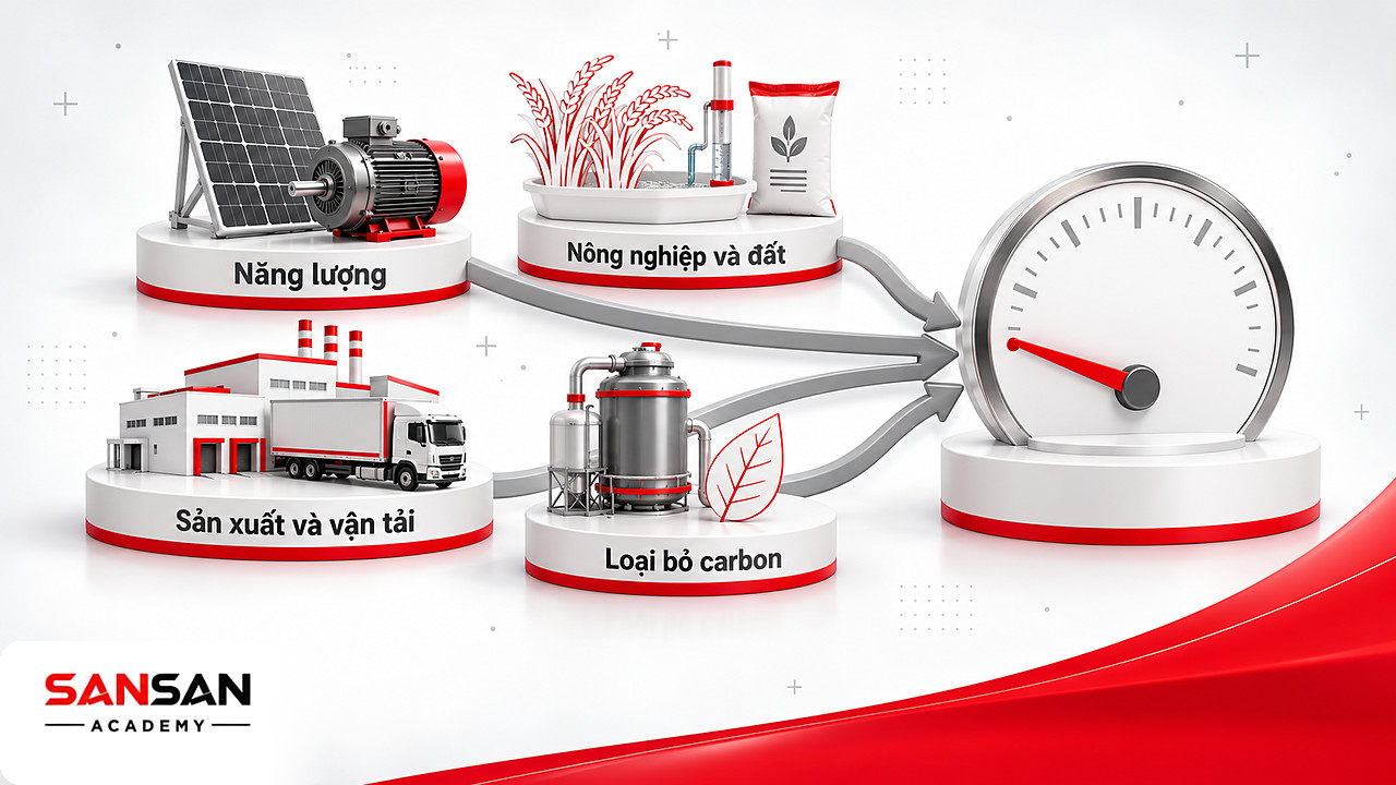 Các nhóm giải pháp năng lượng, sản xuất, nông nghiệp và loại bỏ carbon cùng hướng về Net Zero
