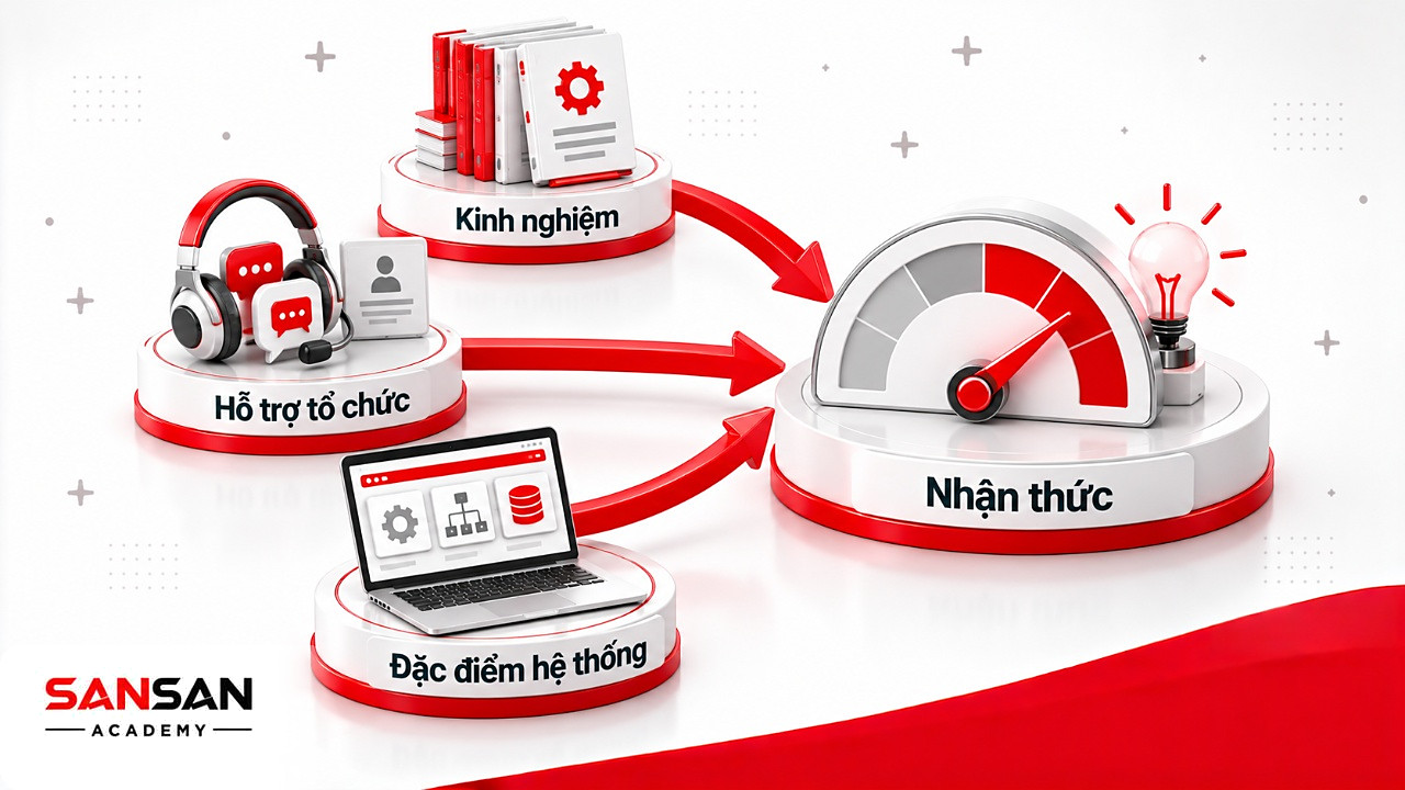 Kinh nghiệm, hỗ trợ tổ chức và đặc điểm hệ thống cùng dẫn tới nhận thức trong mô hình TAM