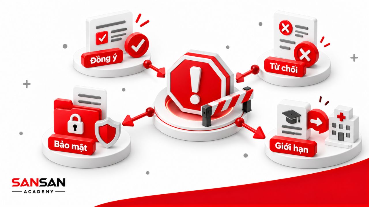 Các nguyên tắc đồng ý, từ chối, bảo mật và giới hạn chuyên môn