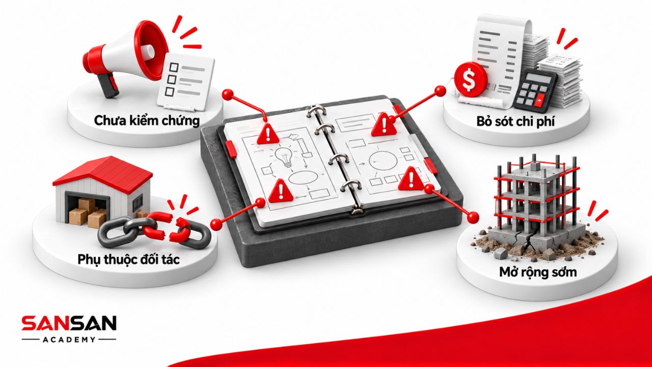 Bốn sai lầm liên quan đến kiểm chứng, chi phí, đối tác và mở rộng kinh doanh