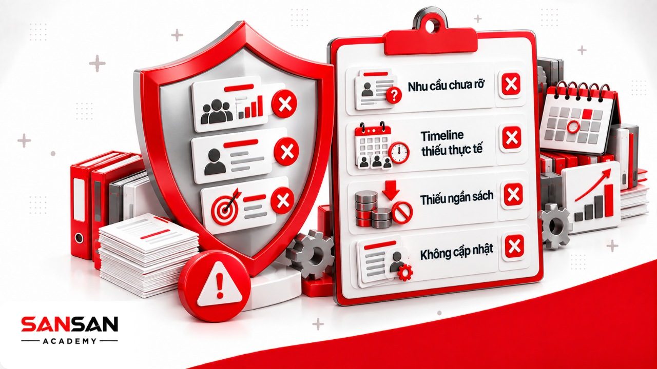 Sai lầm khi xây dựng kế hoạch tuyển dụng gồm nhu cầu không rõ, timeline thiếu thực tế, thiếu ngân sách nguồn tuyển, trách nhiệm và cập nhật.