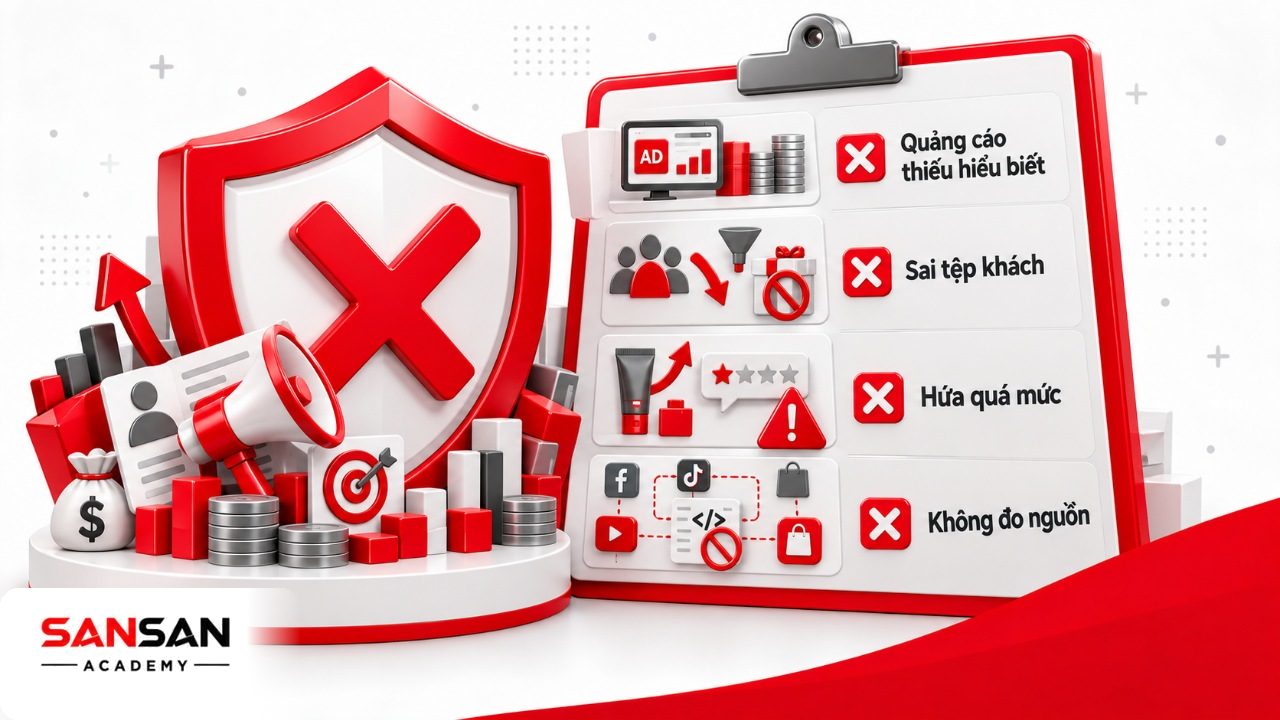 Sai lầm thu hút khách hàng gồm chi quảng cáo khi chưa hiểu khách, thu hút sai tệp, hứa quá mức và không đo được nguồn khách.